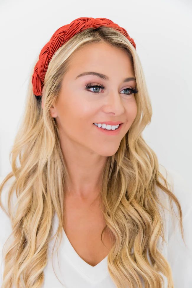 Gleaming Smile Braided Headband Rust FINAL SALE | The Pink Lily Boutique