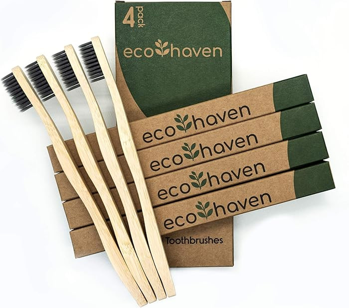 Ecohaven Bamboo Toothbrush Soft Bristles | Organic Biodegradable Wooden Toothbrush | Eco-Friendly... | Amazon (UK)
