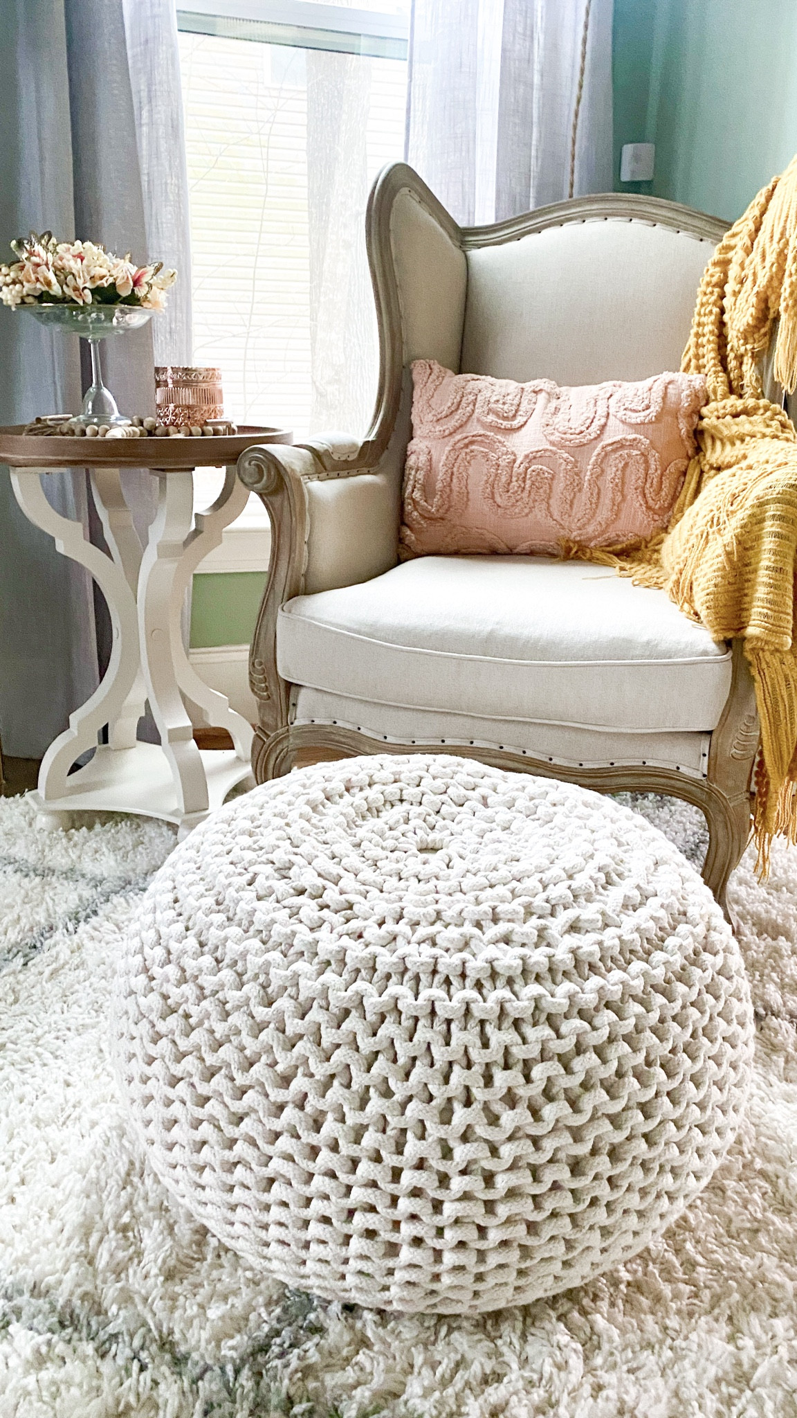 Just a little cozy corner in my home office. My wingback chair is one of my favorite places to sit and start my day. I have come up with a lot of my creative ideas for projects in this chair. 


Wingback chair | round side table | farmhouse table | cable knit pouf | pouf ottoman | white rug | shag rug | throw blanket | coral pillow

#LTKhome #LTKsalealert #LTKSpringSale