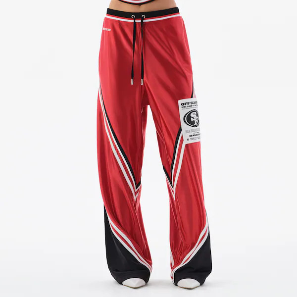 San Francisco 49ers Off Season Women's Shiny Chevron Track Pants - Scarlet | Fanatics