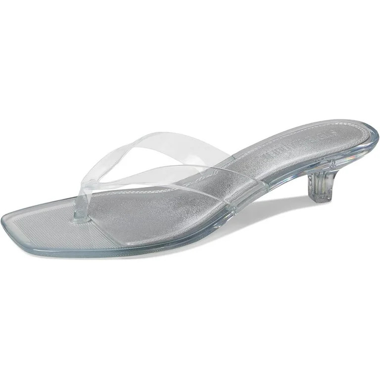 Tracie Y2K Jelly Thong Kitten Heel Sandal - Clear | Walmart (US)