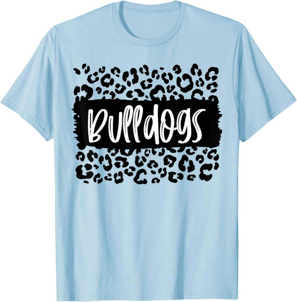 Bulldogs Team Mascot School Spirit Game Night Leopard Print T-Shirt | Amazon (US)