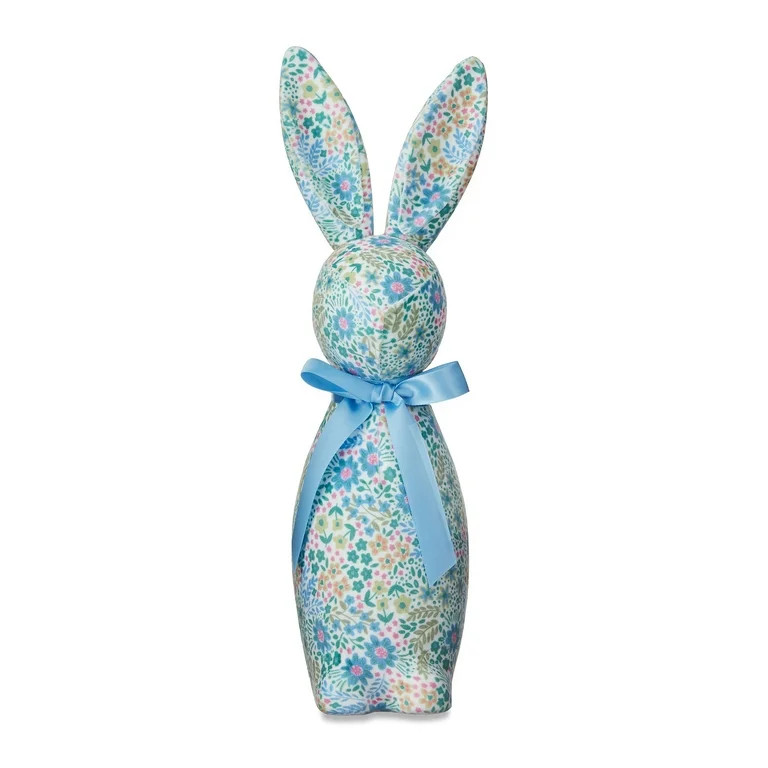 Easter Blue Floral Bunny Decor, 16 in, by Way To Celebrate | Walmart (US)