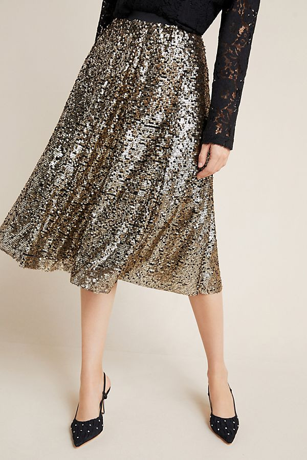 Orleans Sequined Midi Skirt | Anthropologie (US)