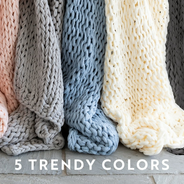 Comfort Canopy - Throw Blanket, Ivory Chunky Soft Acrylic Hand-Knit | Walmart (US)