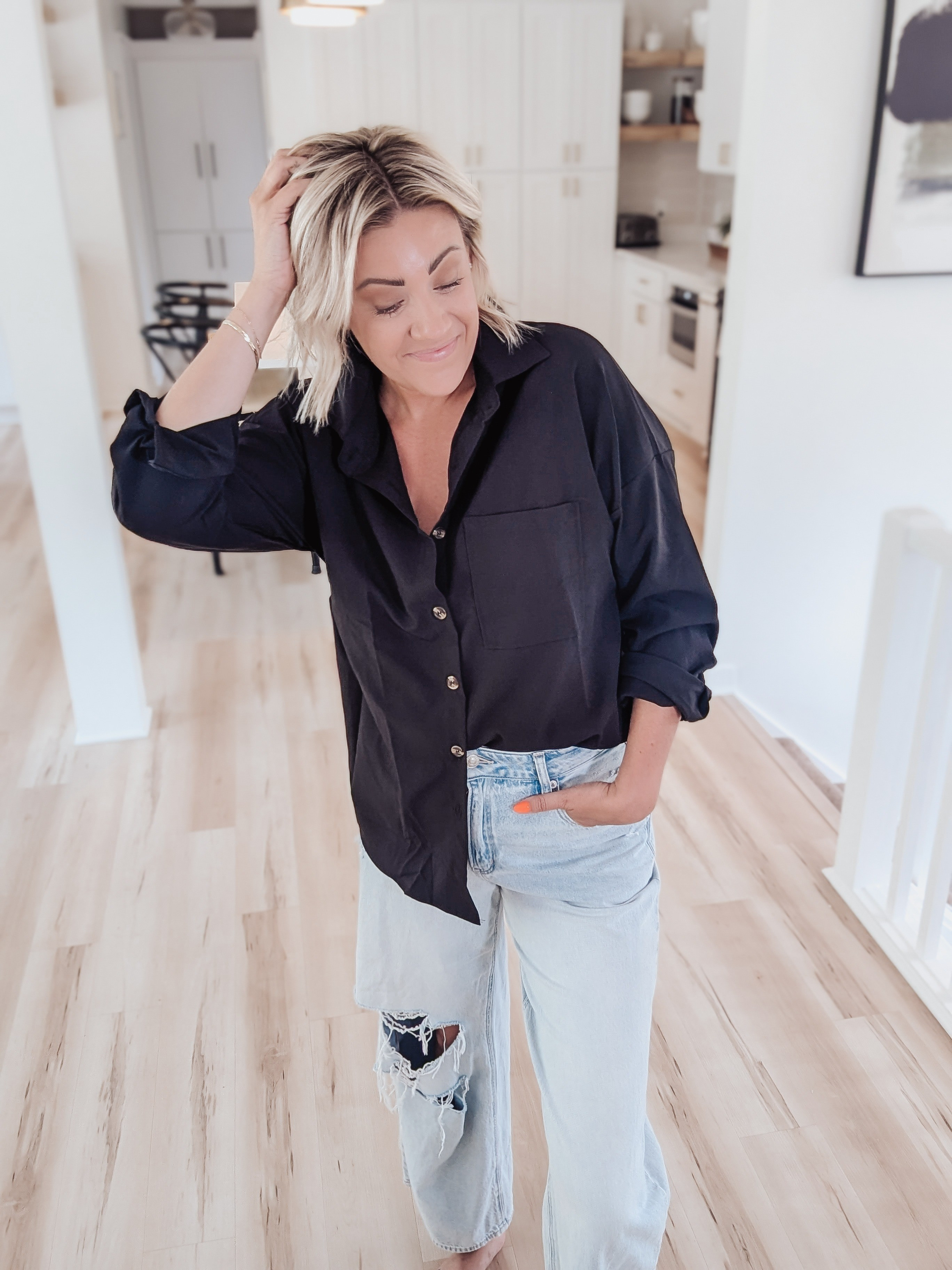 everyone classic button down shirt S