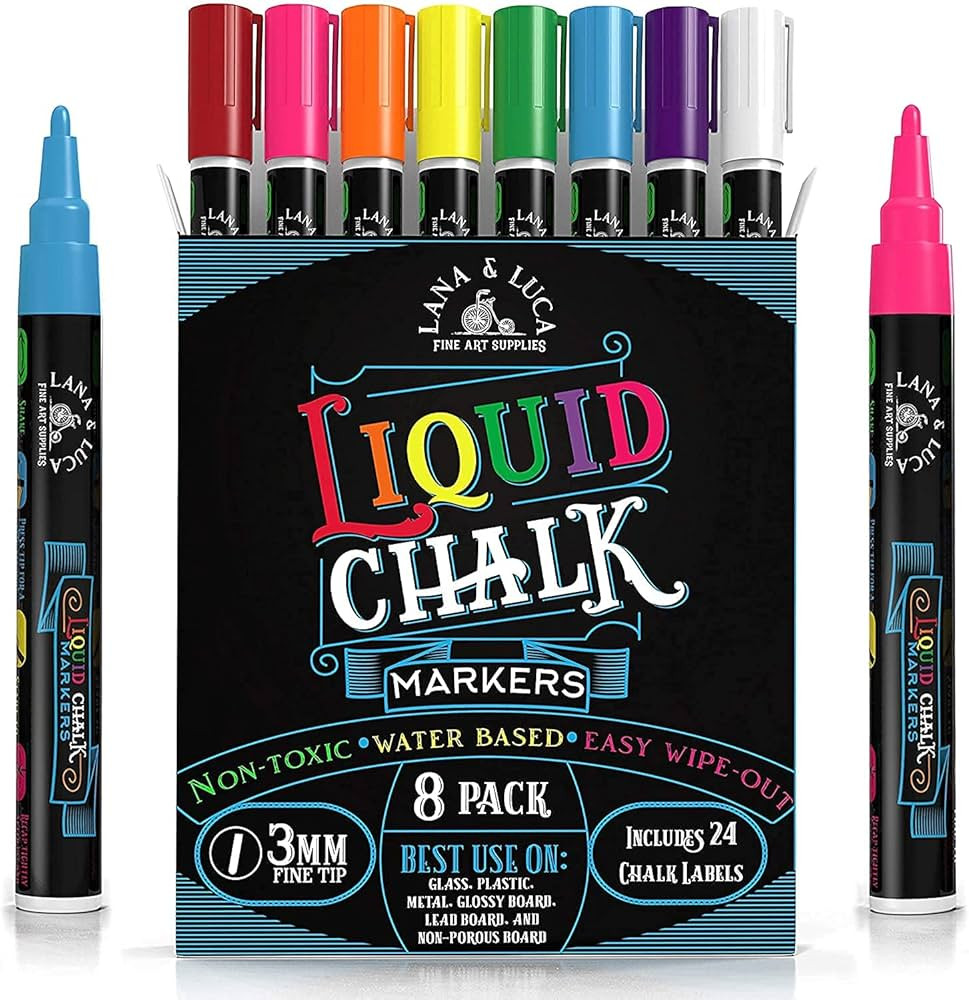 Liquid Chalk Markers for Chalkboard, Liquid Chalk Marker Fine Tip, Chalk Blackboard Markers, Chal... | Amazon (US)
