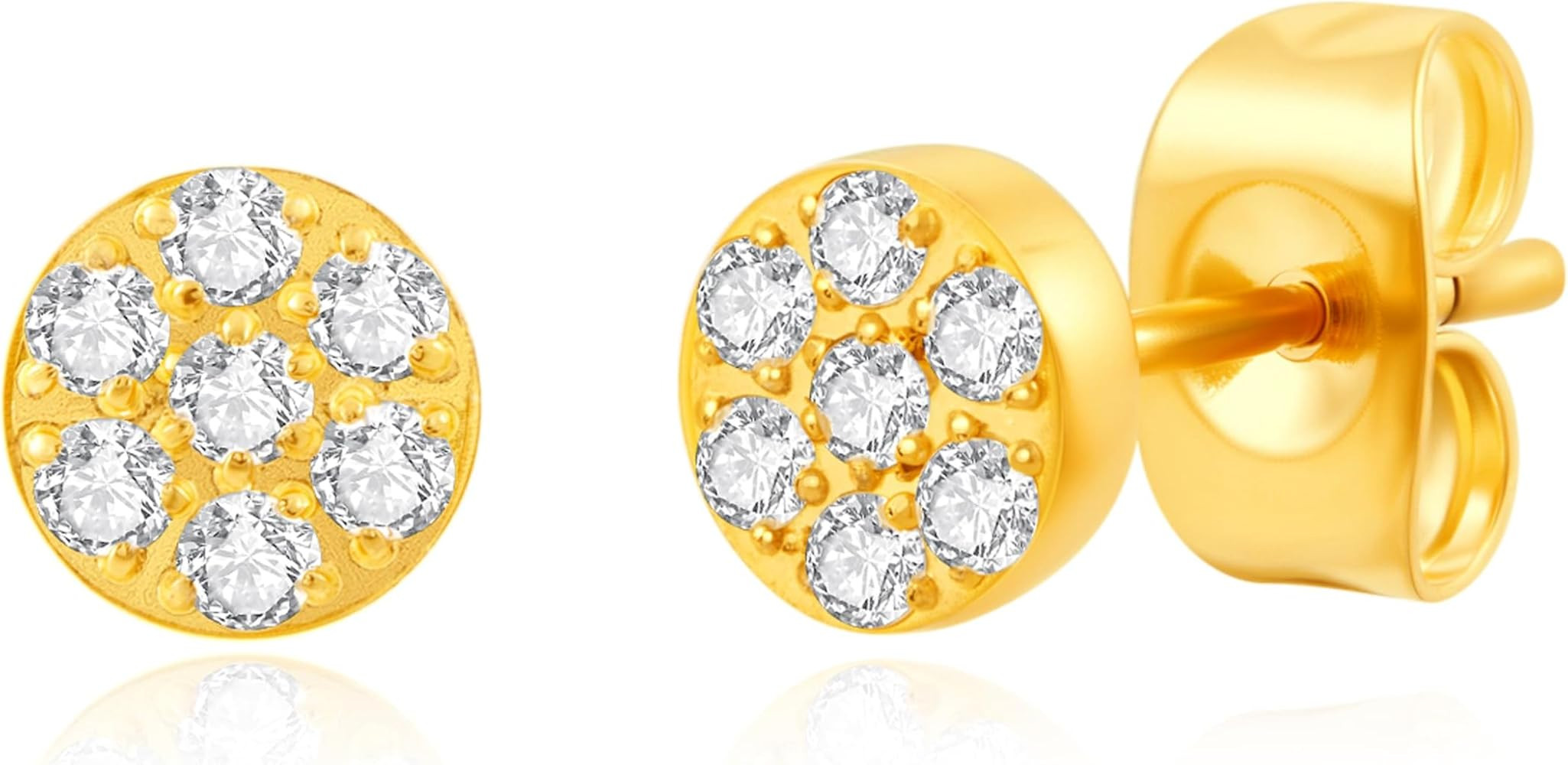 Cubic Zirconia Pave Dot Earring, Dainty 14K Gold Filled Surgical Steel Small Flat Disc Stud Earri... | Amazon (US)