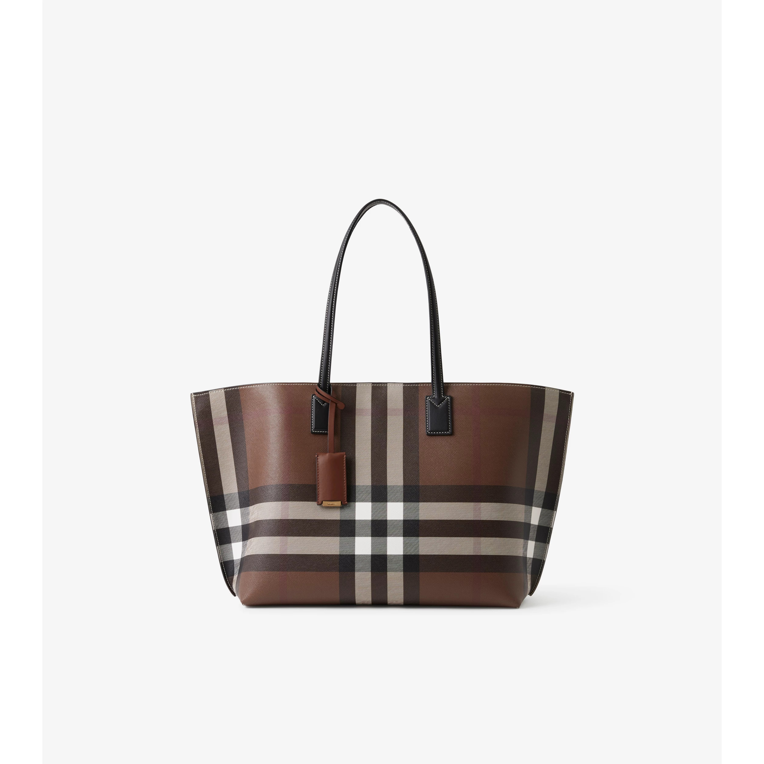 Check and Leather Medium Tote | Burberry (US)