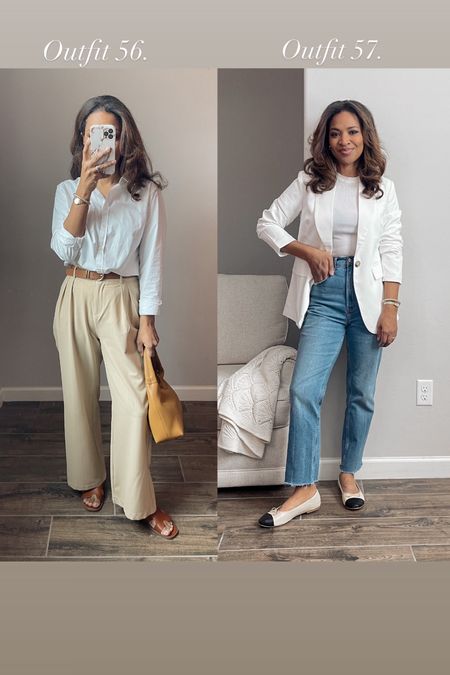 Wearing a large in the white button down, a small in the trousers (I got the thick one and they are a pinstripe) and a small in the white blazer 

#LTKfindsunder50 #LTKfindsunder100 #LTKstyletip