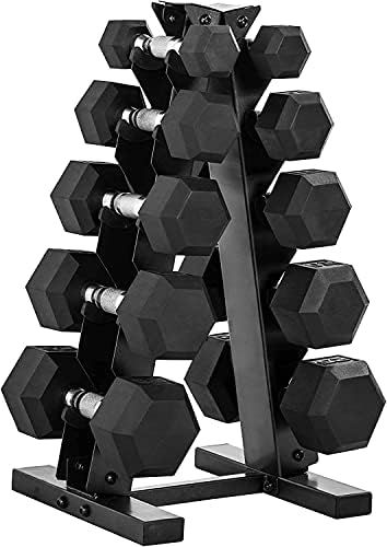 WF Athletic Supply 5-25Lb Rubber Coated Hex Dumbbell Set with A Frame Storage Rack Non-Slip Hex S... | Amazon (US)