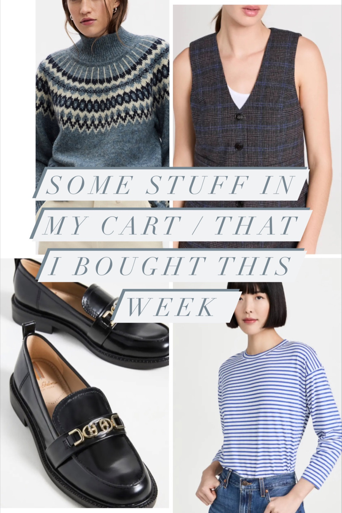 In my cart, fall shopping, shopbop sale, loafers, vest, mom style, mom fall outfits 

#LTKsalealert #LTKxMadewell #LTKSeasonal