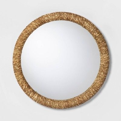 21.8" Round Mirror with Sea Grass Woven Border Brown - Threshold™ | Target