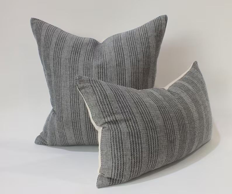 Grey Striped White linear Pillow Cover Sashimi Decorative Cushion case  Throw Pillows | Etsy (US)