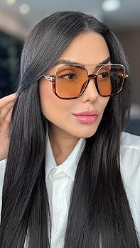 Retro Oversized Aviator Sunglasses for Women Men Square Double Bridge Pilot Sun Glasses 70s Trend... | Amazon (US)