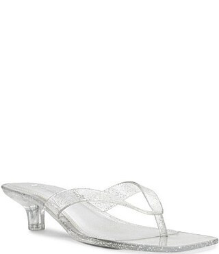 Steve Madden Tracie Jelly Clear Glitter Kitten Heel Thong Sandals - 6 | Dillard's