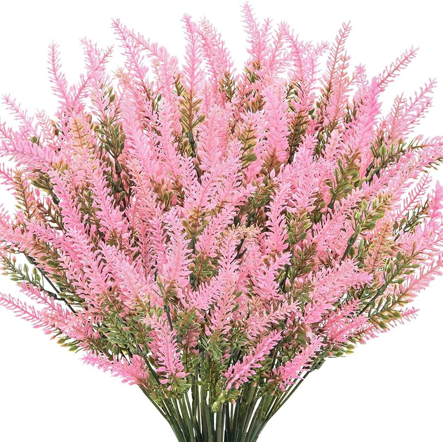 Besteek 10 Bundles Fake Flowers Artificial Lavender Faux Plastic Plants Flowers for Home Wedding ... | Amazon (US)