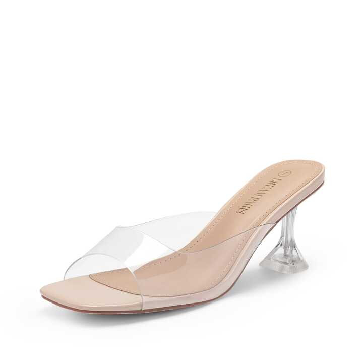 Women's Clear Heels Square Toe High Stiletto Mules Slip On Wedding Dress Heel Sandals | SHEIN