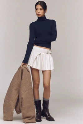 By Anthropologie Pleated Faux-Leather Skort | Anthropologie (US)