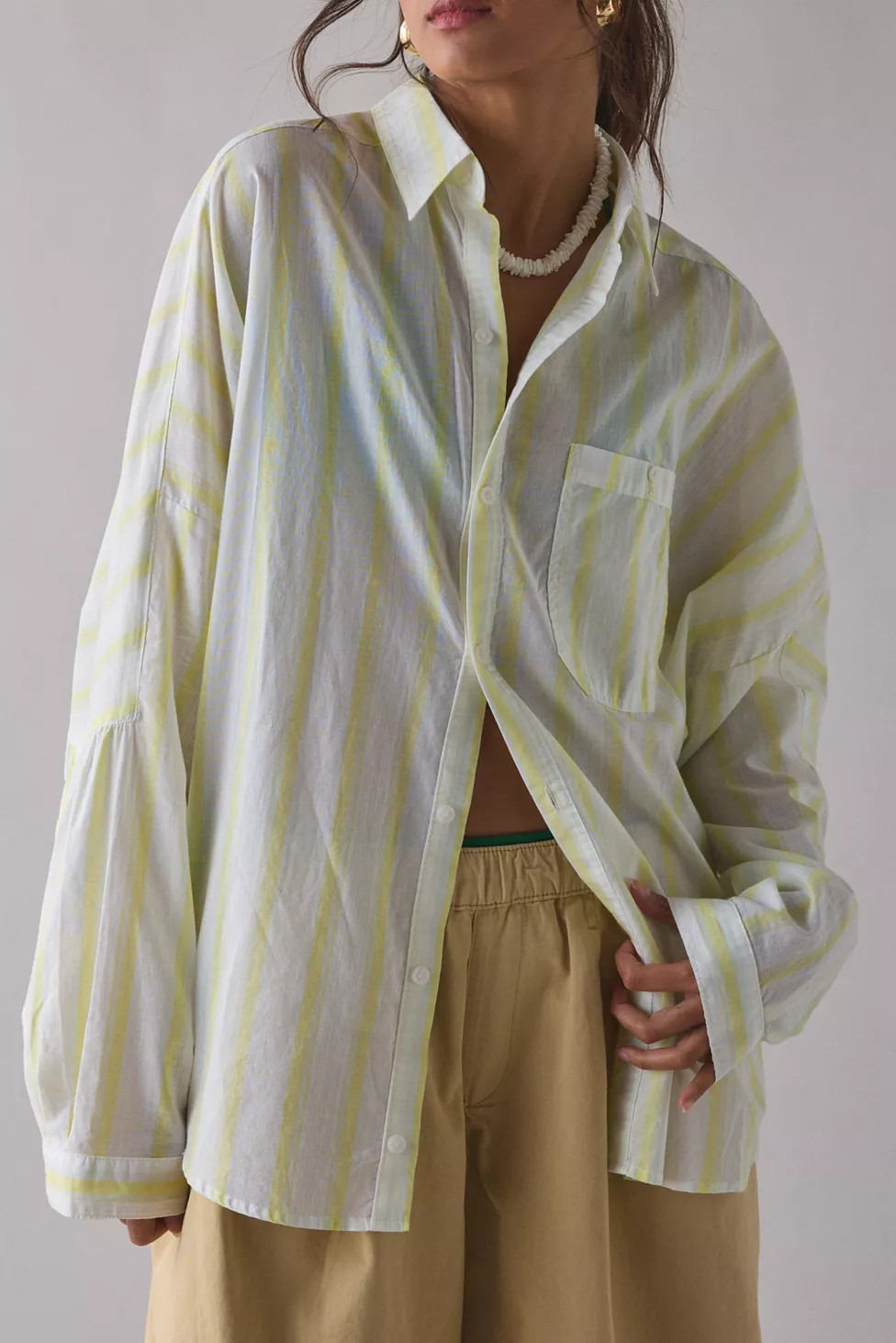 BDG Alex Breezy Cotton Oversized Button-Down Shirt | Urban Outfitters (US and RoW)