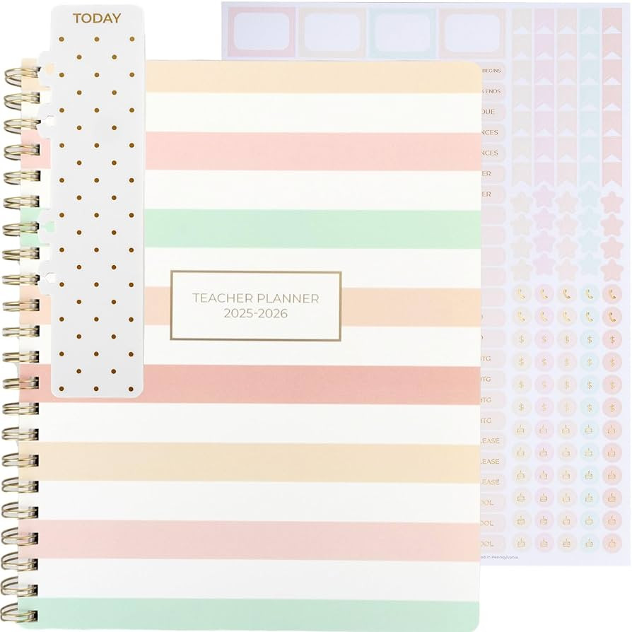 Blu Monaco Teacher Planner 2025-2026 Academic Year - Pastel Stripes, 8.5” x 11” Weekly & Mont... | Amazon (US)