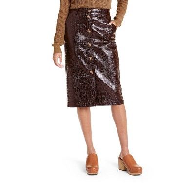 Women's Faux Leather Textured Pencil Skirt - Rachel Comey x Target Brown | Target