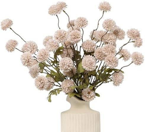 DuHouse 6pcs Artificial Flowers Faux Silk Pompon Mum,Silk Small Mini Chrysanthemum Ball with Stem... | Amazon (US)