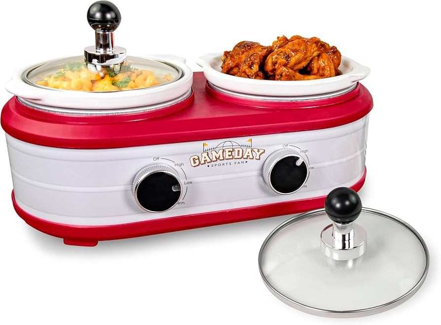 Nostalgia Game Day 2.5-Quart 2-Section Slow Cooker with Lid and Ladle, Keg-Like Design, Cooks Chi... | Amazon (US)