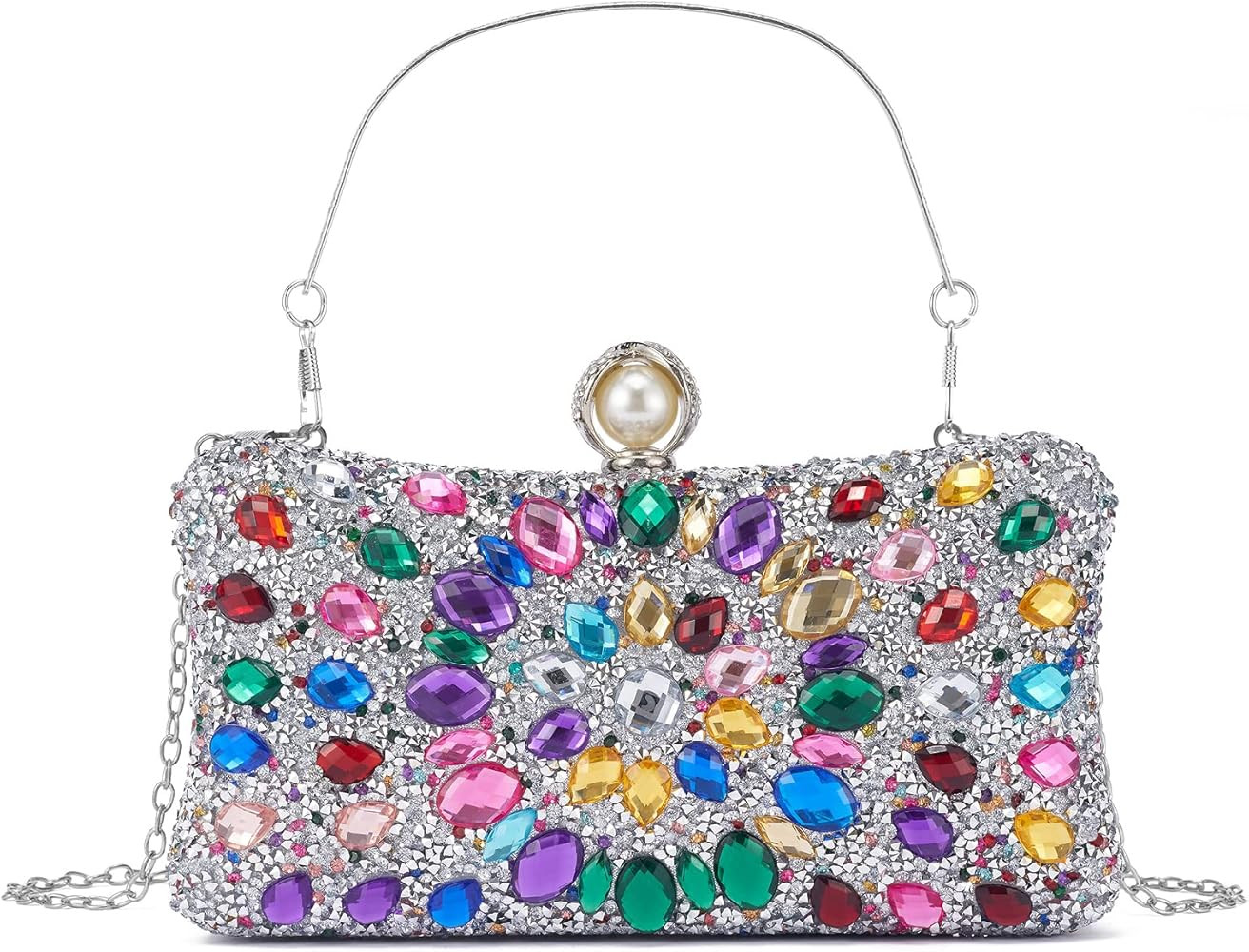WEIMZC Women Multicolor Rhinestone Evening Clutch Purses Bridal Oval Sparkly Diamond Clutch Bag Crys | Amazon (US)