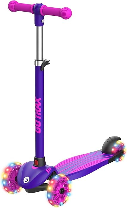 Gotrax KS1 Kids Kick Scooter, LED Lighted Wheels and 3 Adjustable Height Handlebars, Lean-to-Stee... | Amazon (US)