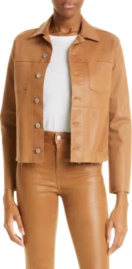 Janelle Slim Fit Raw Hem Cotton Blend Jacket | Nordstrom