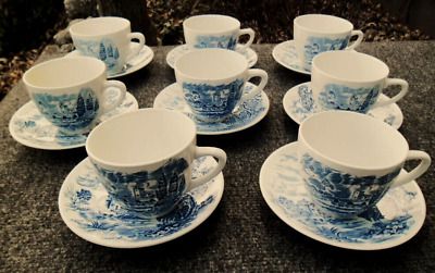 Enoch Wedgwood Tunstall LTD Countryside Teacups and Saucers Set of 8 | eBay US