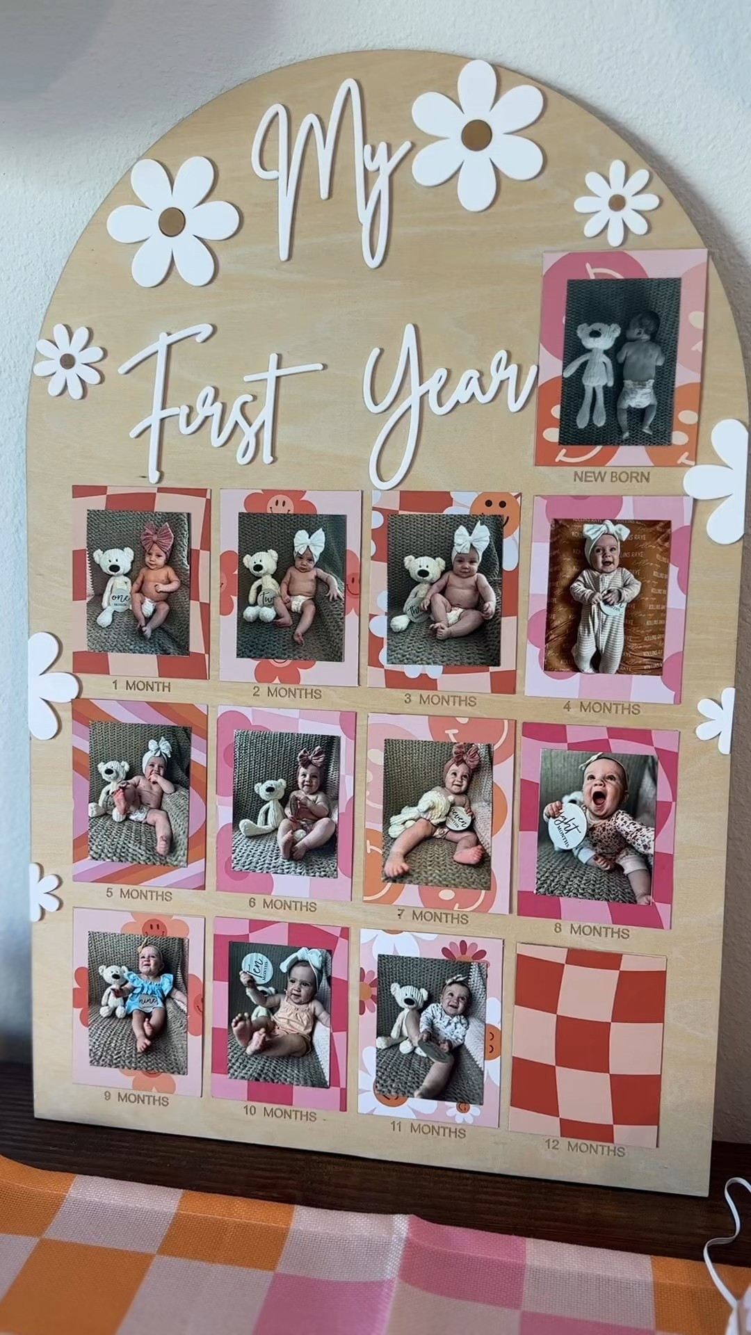 This board was so fun to make! I knew I wanted to display her monthly photos when she turned one and this first year board was perfect. The photo slots are a 3x5 picture so I cut paper to size and then printed a 2 x 3 photo to place on top. 
.
.
#photodump #firstbirthday #firstbirthdayparty #shesagroovyone #onegroovygirl #monthlymilestones #monthlyphotos #babymonthlymilestones #amazonparty #amazonfinds 

#LTKBaby #LTKKids #LTKParties