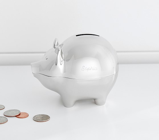 Mark & Graham x pbk Silver Piggy Bank | Pottery Barn Kids