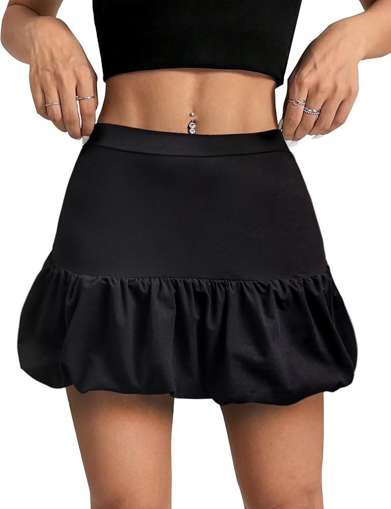 Women's Leopard Print Bubble Mini Skirt Mid Waist A-Line Short Skorts Puffy Ruffle Hem Balloon Sk... | Amazon (US)