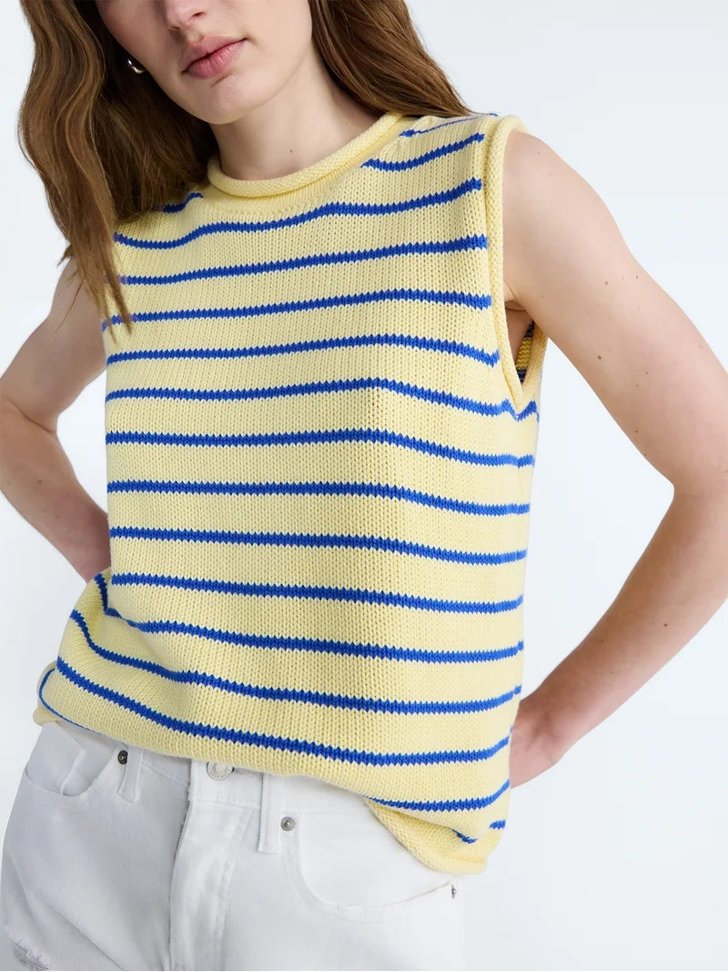 Free Assembly Women's Roll Neck Cotton Sweater Shell, Lightweight, Sizes XS-XXL | Walmart (US)