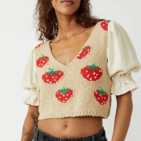 Free People Strawberry Jam Cropped Sweater | Poshmark