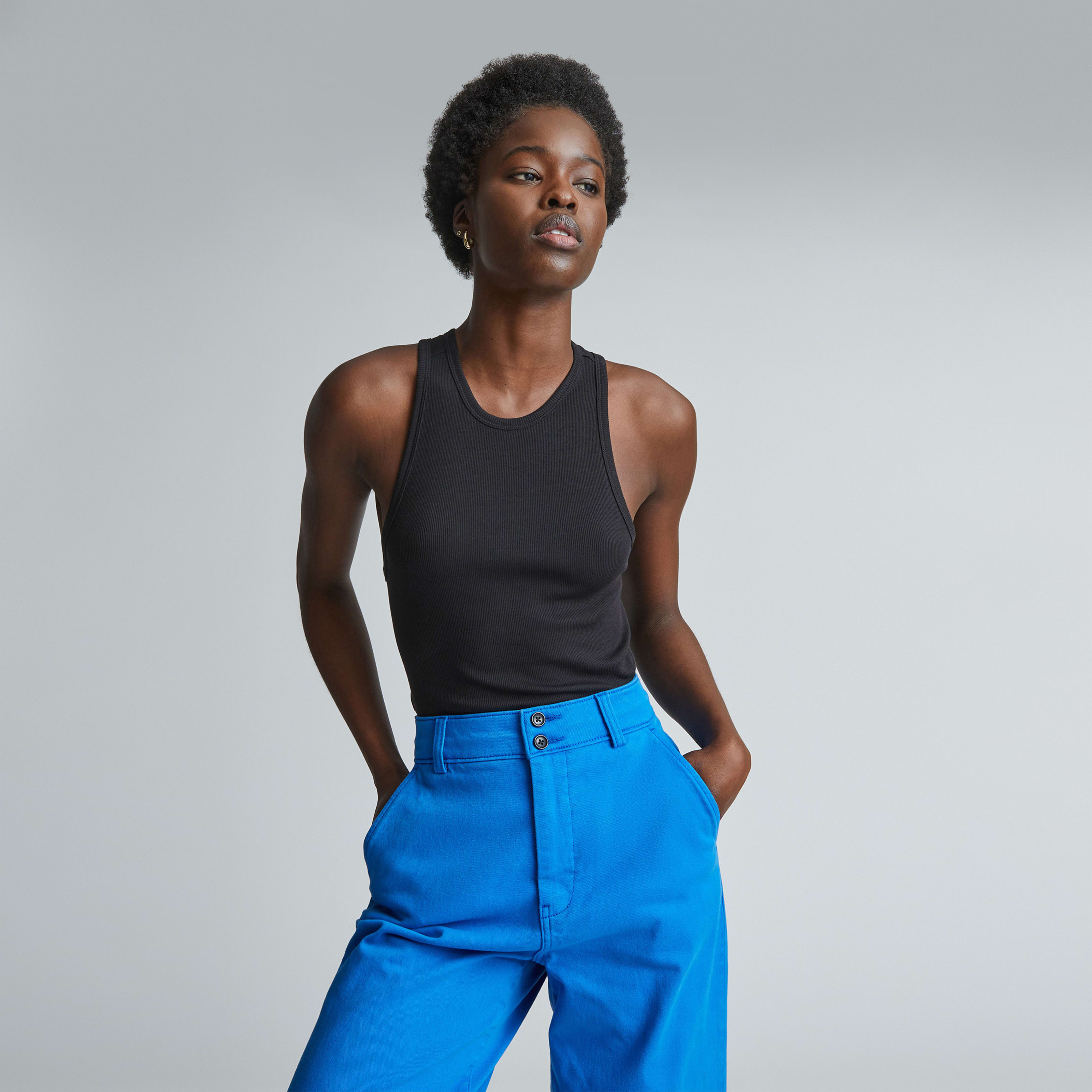 Women's Luxe Rib Racerback Tank by Everlane in Black, Size M | Everlane