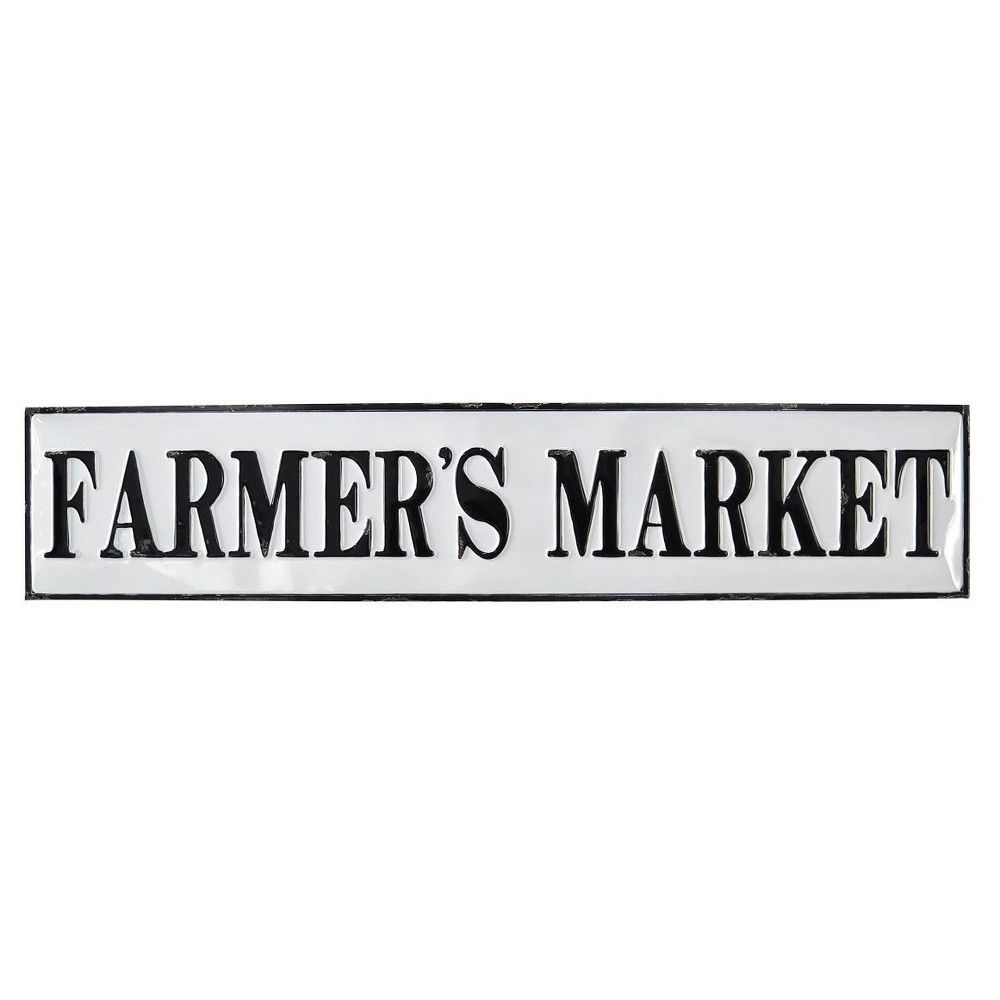 7.5""x1.5""x36.75"" Metal Farmers Market Wall Plaque White - Foreside Home & Garden | Target