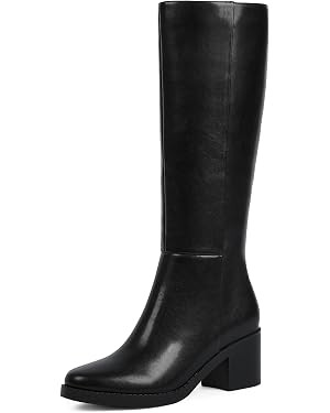 Womens Knee High Boots Chunky Low Heel Round Toe Tall Long Boots | Balanced Low Block Heel, Roomy... | Amazon (US)