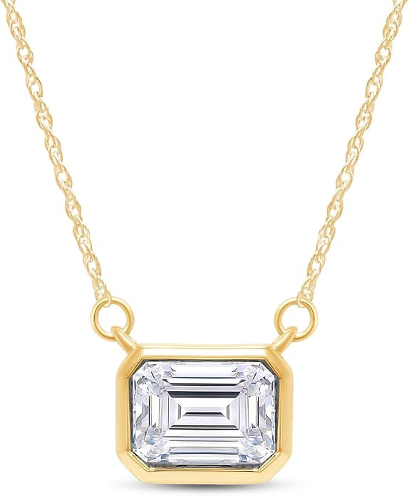 SAVEARTH DIAMONDS 1.5 CT D Color Moissanite Pendant Necklace For Women D Color VVS1 Emerald Cut B... | Amazon (US)