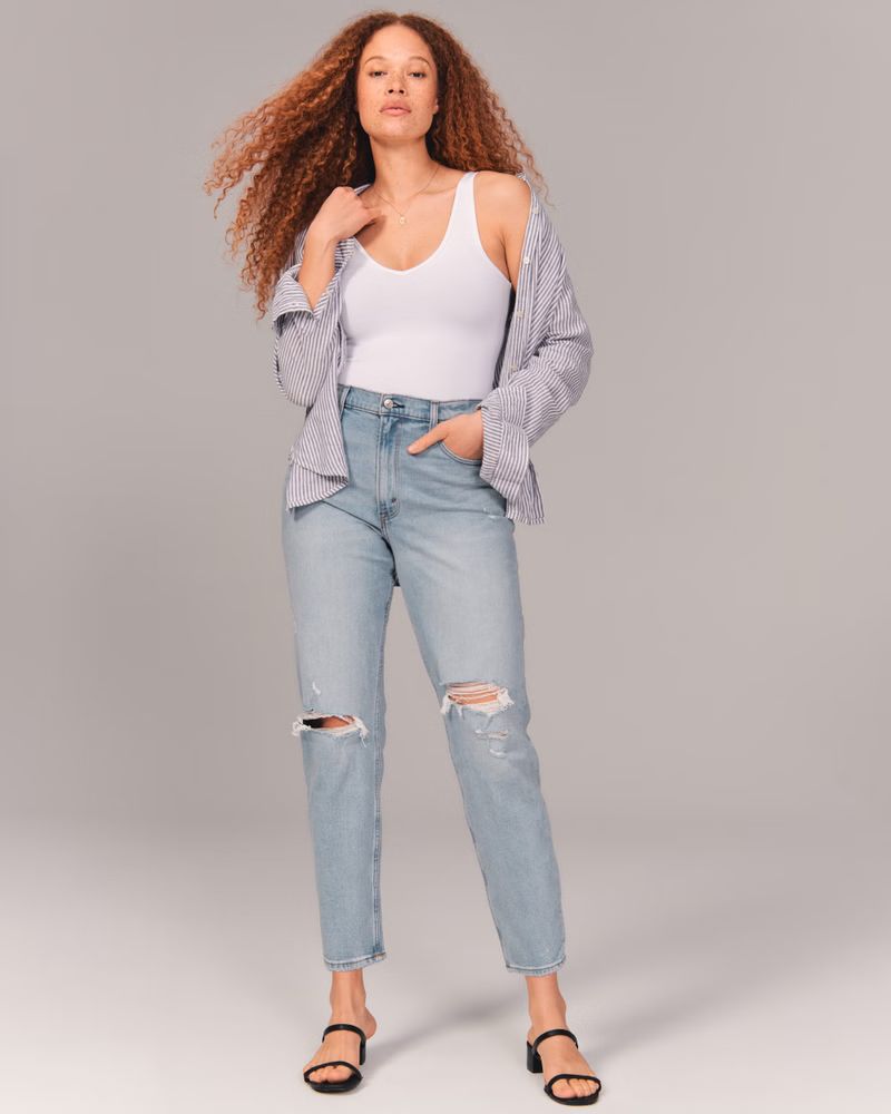 Women's High Rise Mom Jeans | Women's Bottoms | Abercrombie.com | Abercrombie & Fitch (US)