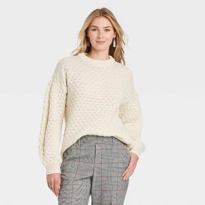 Women's Crewneck Textured Pullover Sweater - A New Day™ | Target