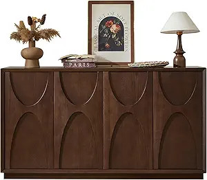 59" Sideboard Buffet Cabinet with Storage, Mid-Century Modern Sculpted Door Design Buffet Sideboa... | Amazon (US)