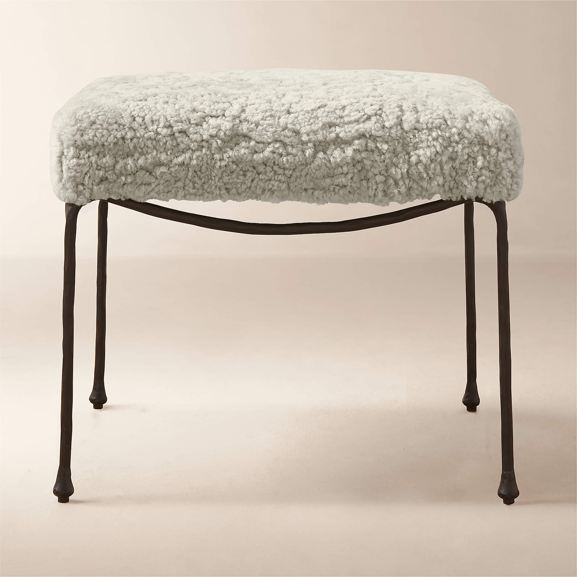 Journey Warm White Shearling Stool + Reviews | CB2 | CB2