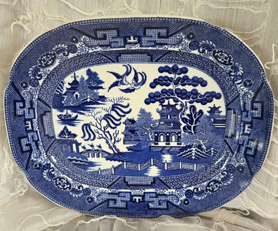 Allertons Blue Willow Oval Platter 13x11 England Staffordshire Transferware c193 | eBay US