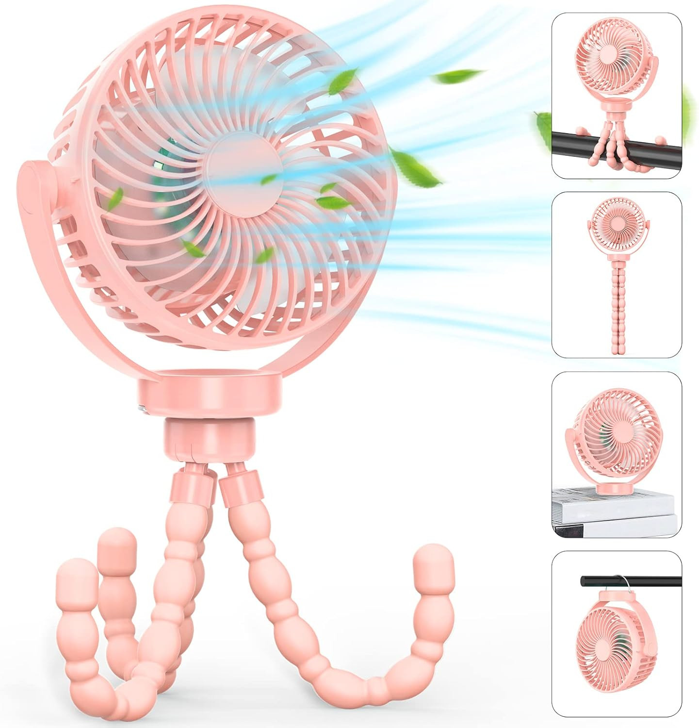 Portable Rechargeable Battery Fan with LED Lights, Stroller Fan with Tripod Clip for Baby, Portab... | Amazon (US)