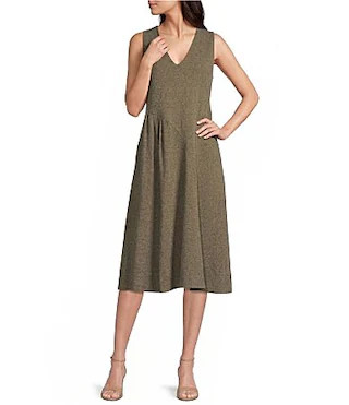 Calvin Klein Sleeveless V-Neck Gathered Side Tencel Midi Dress -  12 | Dillard's