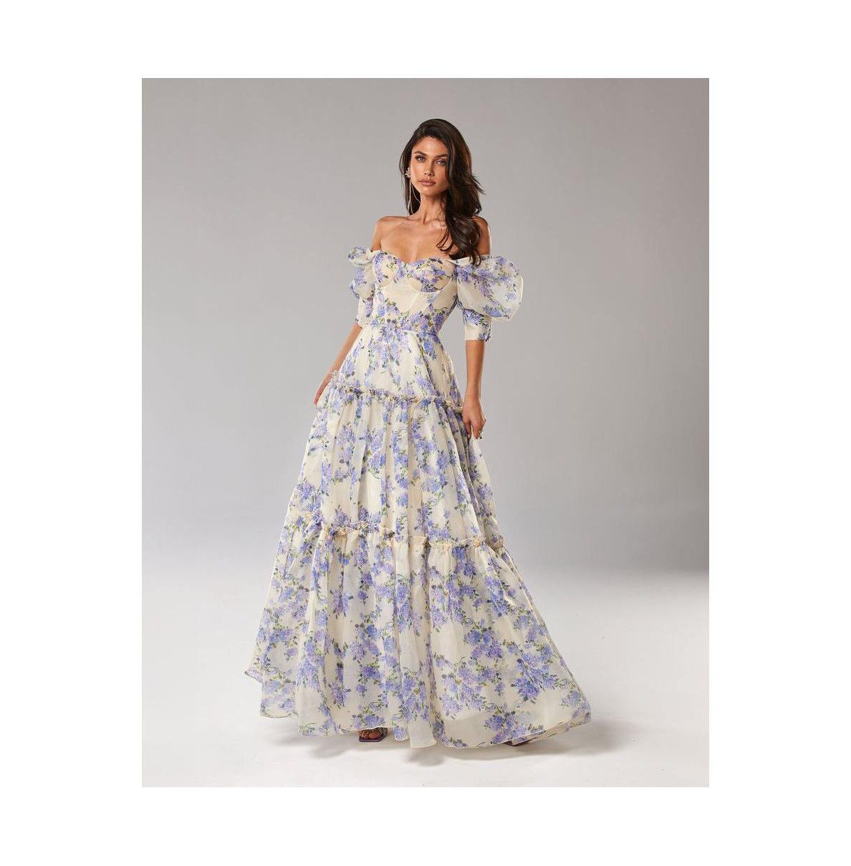 Milla Women's Hydrangea Feminine voluminous sheer sleeves dress - Hydrangea | Macy's