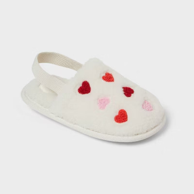 Kids' Nova Valentine Hearts Scuff Slipper - Cat & Jack™ Ivory 11T-12T | Target